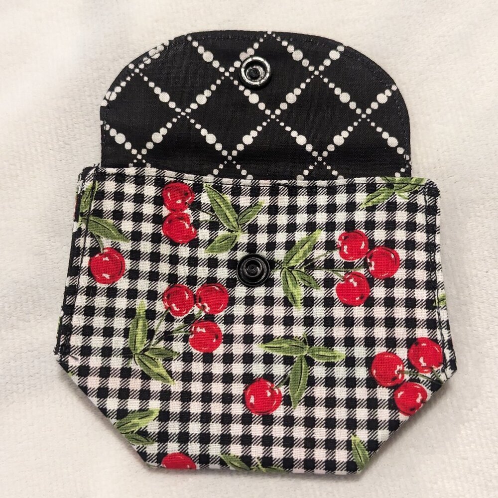 NWT Handmade Coin Purse - Cherries, gingham, and lattice - OOAK